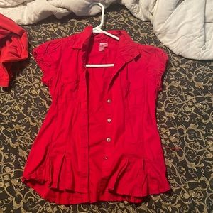 Dolled up Red Shirt Blouse